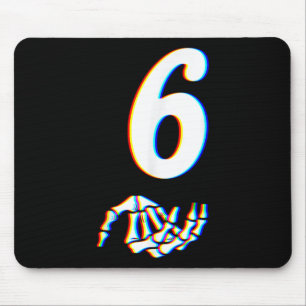Number 6 Matching 67 Meme Skeleton Hand Halloween Mouse Pad
