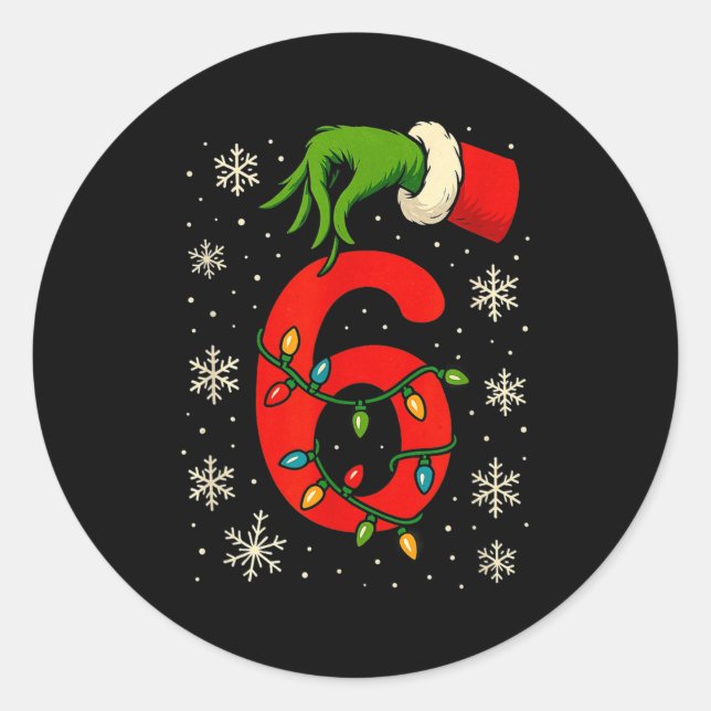 Number 6 Matching Six Seven Meme Christmas Boys Yo Classic Round Sticker (Front)