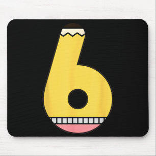 Number 6 Pencil Back to School 6th Birthday Sixth Mouse Pad