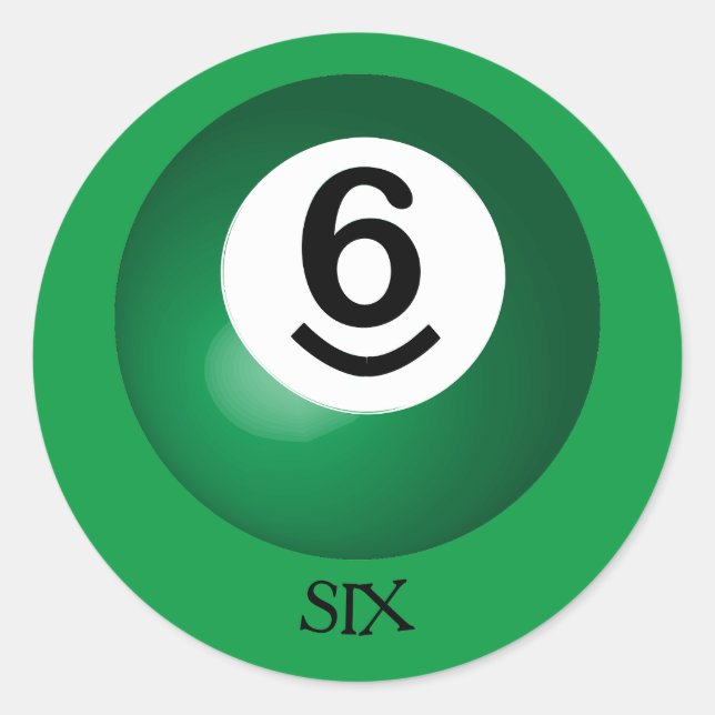 Number 6 Pool Ball Round Sticker (Front)