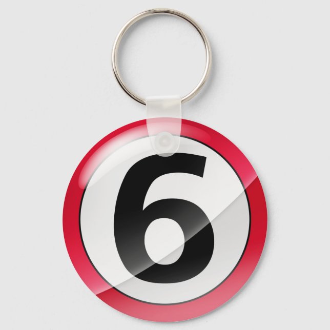 Number 6 red Key Chain (Front)