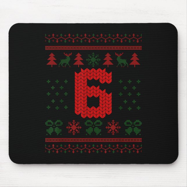 Number 6 Santa Ugly Christmas  Mouse Pad (Front)