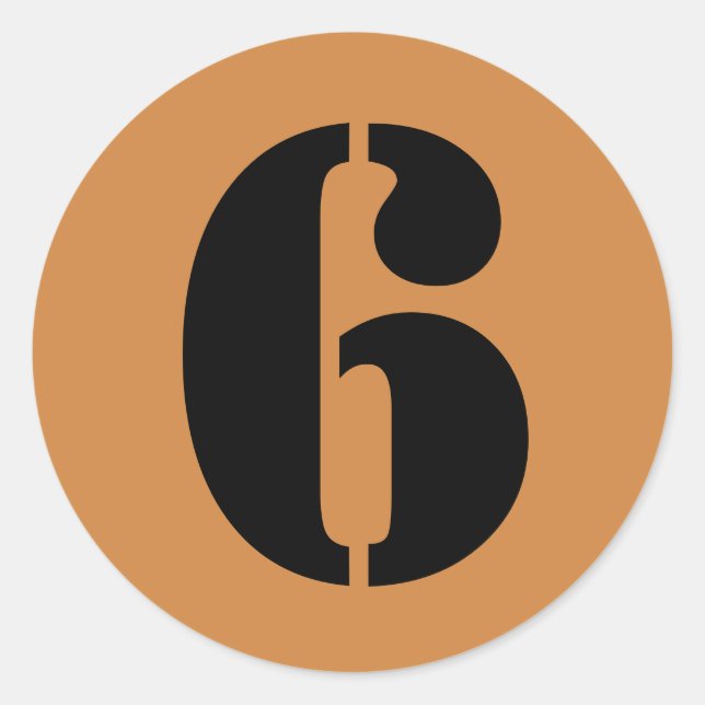 Number 6 Six Peru Gold Stencil Numbers by Janz Classic Round Sticker (Front)