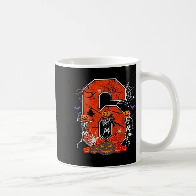 Number 6 Six Seven Meme 6 7 Halloween Dancing Skel Coffee Mug (Right)