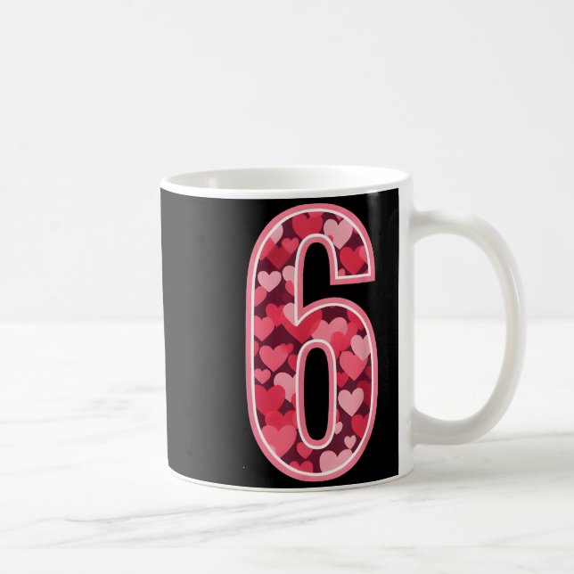 Number 6 Tee Six Seven 6 7 67 Valentines Matching  Coffee Mug (Right)