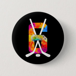 Number 6 Years Ice Hockey 6th Birthday (1) Cm Round Badge