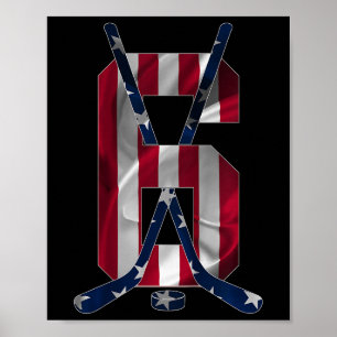 Number 6 Years Ice Hockey 6th Birthday  Poster