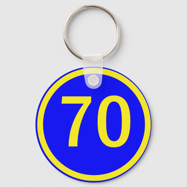 number, 70, in a circle key ring (Front)