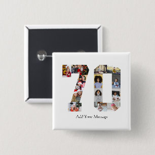 Number 70 Photo Collage 15 Cm Square Badge
