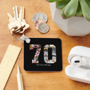 Number 70 Photo Collage Key Ring