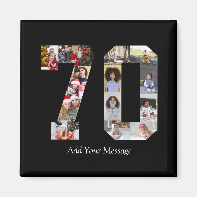 Number 70 Photo Collage Magnet (Front)