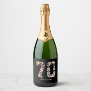 Number 70 Photo Collage Sparkling Wine Label