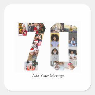 Number 70 Photo Collage Square Sticker