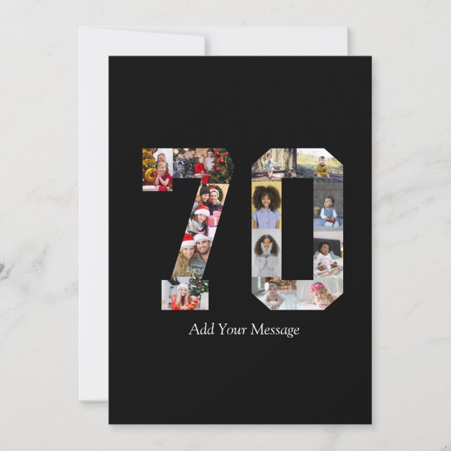 Number 70 Photo Collage Thank You Card (Front)