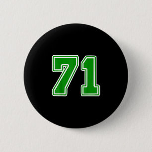 Number 71 green sports team 6 cm round badge