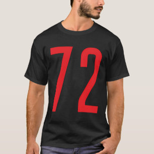 Number 72 Red Sports Fan Jersey Number T-Shirt