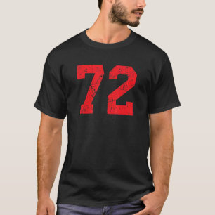 Number #72 Sports Jersey Red Distressed Vintage Lu T-Shirt