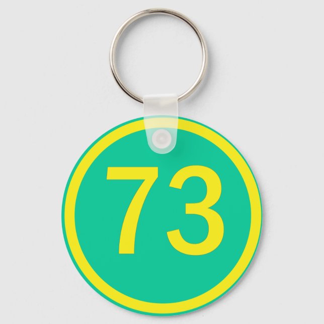 number, 73,  in a circle key ring (Front)