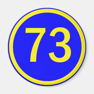 number, 73, in a circle magnet