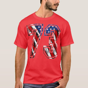 Number 73 Red White and Blue American Flag 73 Jers T-Shirt
