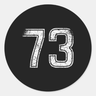 Number #73 Sport White Vintage Number  Classic Round Sticker