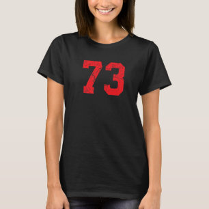 Number #73 Sports Jersey Red Distressed Vintage Lu T-Shirt