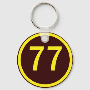 number, 77,  in a circle key ring