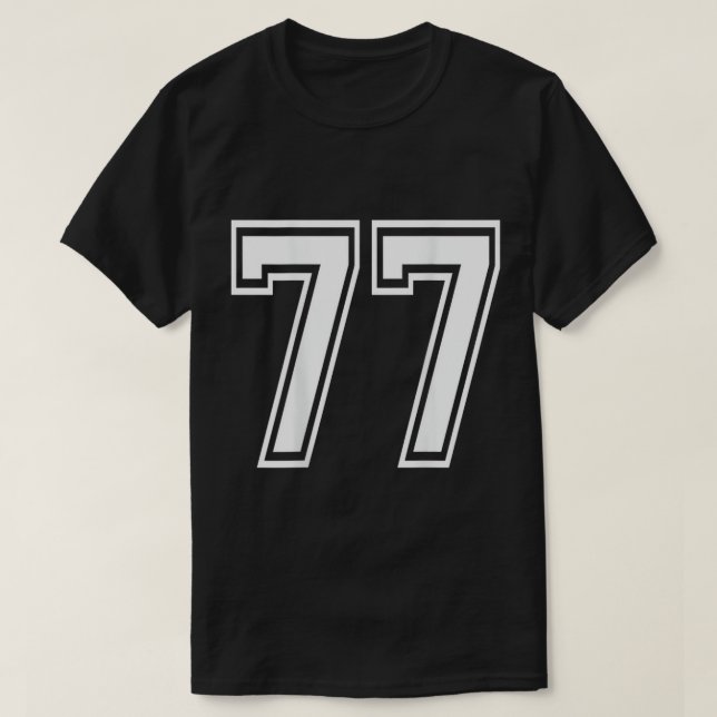 Number 77 T-Shirt Sports Player Number BACK Of Shi (Design Front)