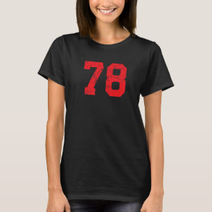 Number #78 Sports Jersey Red Distressed Vintage Lu T-Shirt