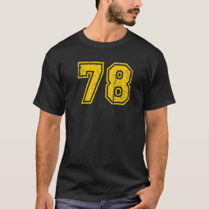 Number 78 Sports Jersey Uniform Fan Athlete Yellow T-Shirt
