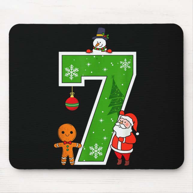 Number 7 67 Meme Couple Pajamas Christmas Matching Mouse Pad (Front)