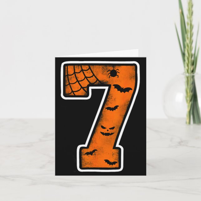 Number 7 7th Birthday Boy Seven Halloween Happy Bi Card (Front)