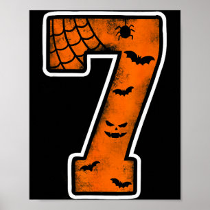 Number 7 7th Birthday Boy Seven Halloween Happy Bi Poster