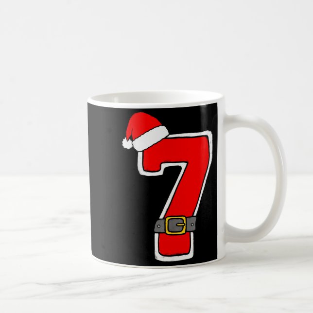 Number 7 7th Birthday Christmas Santa Hat Happy Bi Coffee Mug (Right)