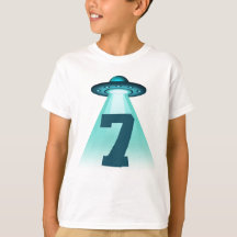 Number 7 Abduction UFO Alien Theme 7 Year Old Boys