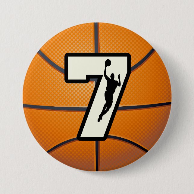 Number 7 Basketball and Player 7.5 Cm Round Badge (Front)