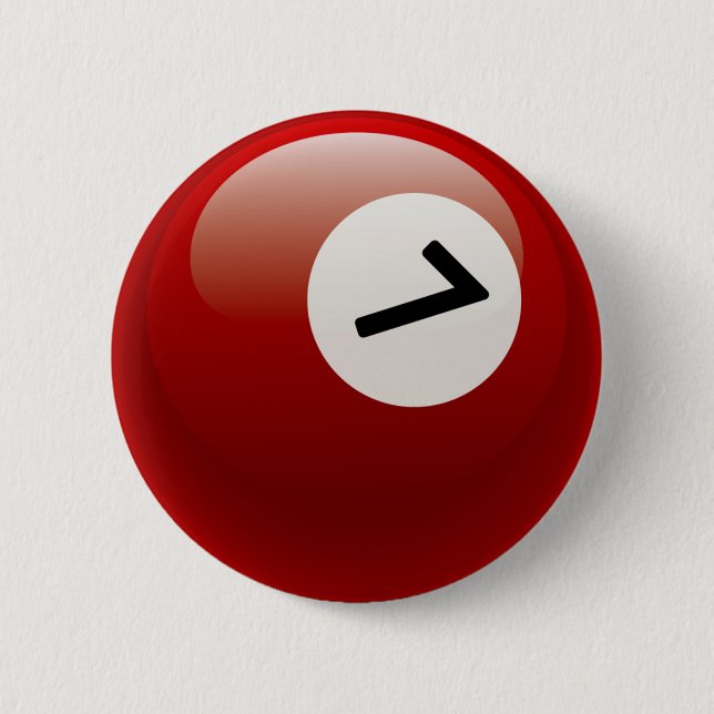 NUMBER 7 BILLIARDS BALL 6 CM ROUND BADGE (Front)