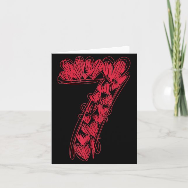 Number 7 - Cute 67 Matching Valentine  Card (Front)