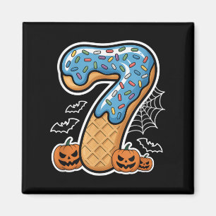 Number 7 Ice Cream Seven Halloween Pumpkin Men Wom Magnet