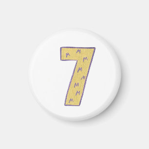 Number 7 magnet with gold and purple