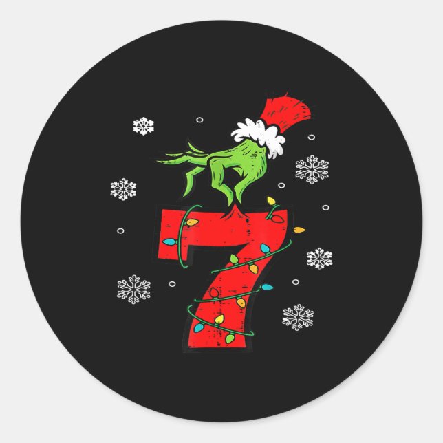 Number 7 Matching 67 Meme 6 7 Christmas Boys Youth Classic Round Sticker (Front)