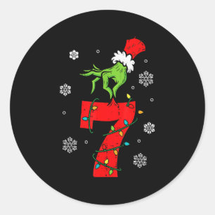Number 7 Matching 67 Meme 6 7 Christmas Boys Youth Classic Round Sticker
