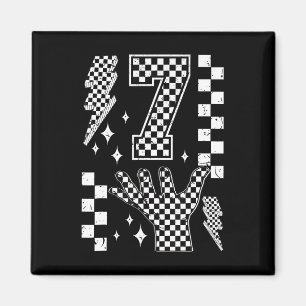 Number 7 Matching 67 Meme Checkered Costume Kids _ Magnet