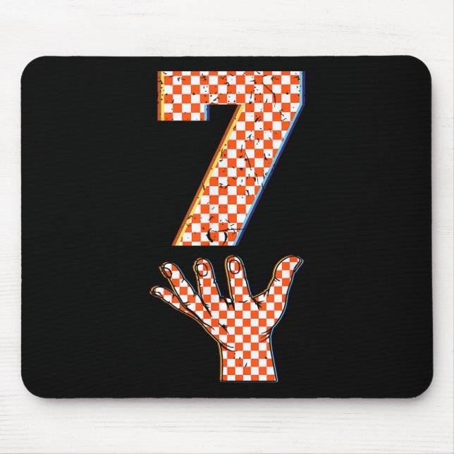 Number 7 Matching 67 Meme Checkered Halloween Cost Mouse Pad (Front)