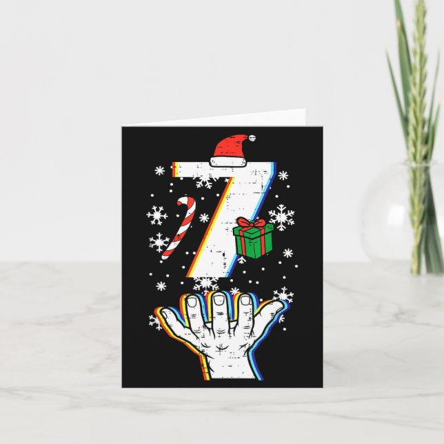 Number 7 Matching 67 Meme Christmas 6 7 Xmas Men W Card (Front)