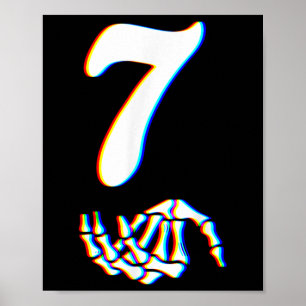 Number 7 Matching 67 Meme Skeleton Hand Halloween  Poster