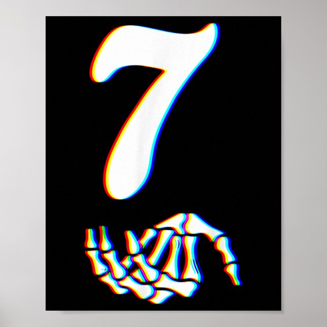 Number 7 Matching 67 Meme Skeleton Hand Halloween  Poster (Front)