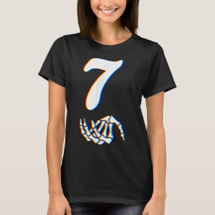 Number 7 Matching 67 Meme Skeleton Hand Halloween T-Shirt