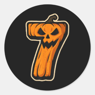 Number 7 Pumpkin 67 Meme Matching Couple Halloween Classic Round Sticker