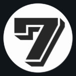Number 7 Seven Vineta Numbers by Janz White Classic Round Sticker<br><div class="desc">Artistic Numbers by Janz © 2008-2020 Jan Fitzgerald. All rights reserved. Graphic Design,  Artwork,  and Photography by Jan and Michael Fitzgerald.</div>